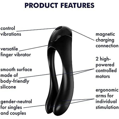 Satisfyer Candy Cane Finger Vibrator Black | Finger Vibrator | Satisfyer | Bodyjoys