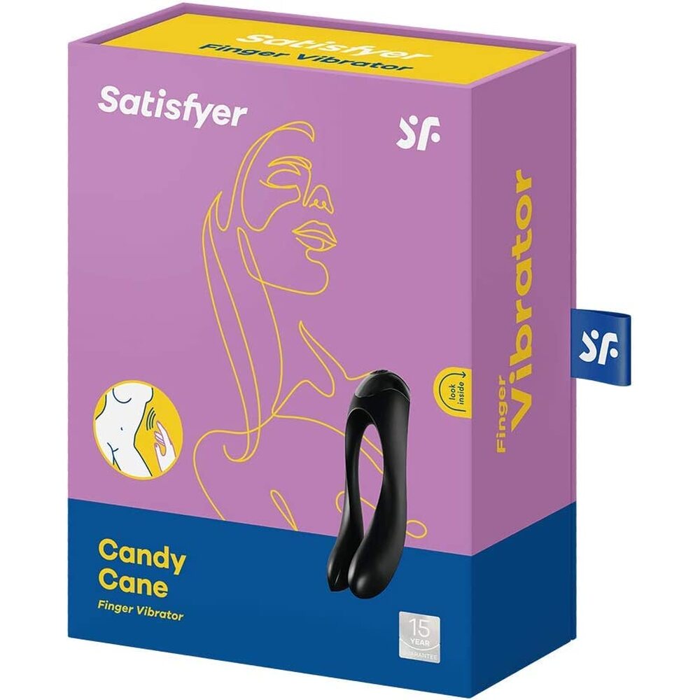 Satisfyer Candy Cane Finger Vibrator Black | Finger Vibrator | Satisfyer | Bodyjoys