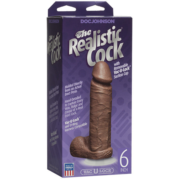 The Realistic Cock 6 Inch Firmskyn Lifelike Dildo Flesh Brown | Realistic Dildo | Doc Johnson | Bodyjoys