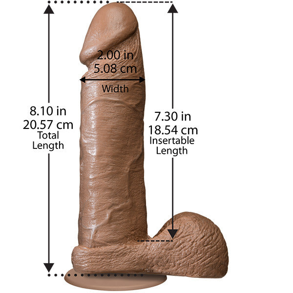 The Realistic Cock 8 Inch Firmskyn Lifelike Dildo Flesh Brown | Realistic Dildo | Doc Johnson | Bodyjoys