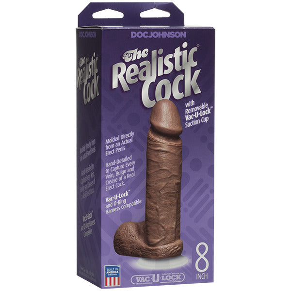 The Realistic Cock 8 Inch Firmskyn Lifelike Dildo Flesh Brown | Realistic Dildo | Doc Johnson | Bodyjoys