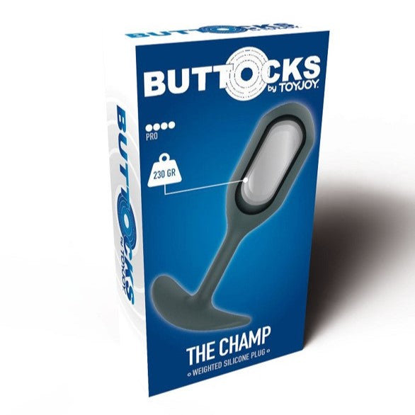 ToyJoy Buttocks The Champ Weighted Silicone Anal Plug Grey | Classic Butt Plug | ToyJoy | Bodyjoys