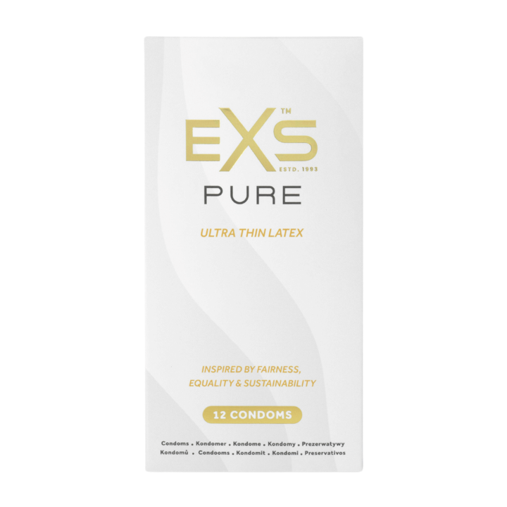 EXS Pure Ultra Thin Latex Vegan Condoms 12 Pack | Extra Thin Condom | EXS Condoms | Bodyjoys