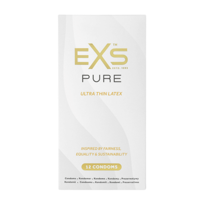 EXS Pure Ultra Thin Latex Vegan Condoms 12 Pack | Extra Thin Condom | EXS Condoms | Bodyjoys
