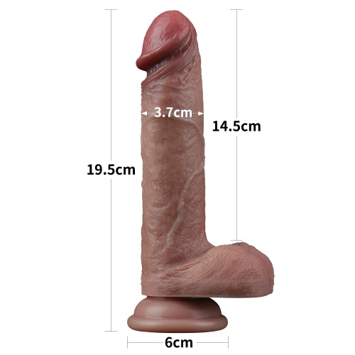 Lovetoy 7.5 Inch Dual-Layered Silicone Cock Flesh Brown | Large Dildo | Lovetoy | Bodyjoys