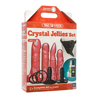 Vac-U-Lock Crystal Jellies Strap-On Set Pink | Sex Toy Set | Doc Johnson | Bodyjoys