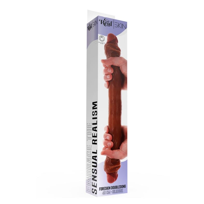 ToyJoy Get Real 18 Inch Silicone Sliding Foreskin Double Dong | Double-Ended Dildo | ToyJoy | Bodyjoys