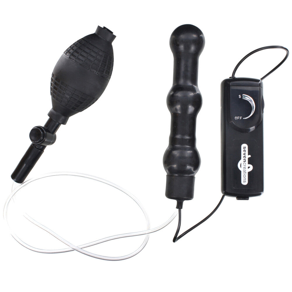 Zepplin Unisex Inflatable Vibrating Anal Wand Black | Anal Vibrator | Seven Creations | Bodyjoys