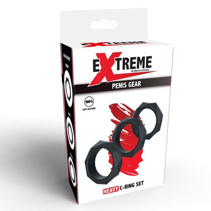 Hidden Desire Extreme Heavy Cock Ring Set 3 Pieces Black | Cock Ring Set | Hidden Desire | Bodyjoys