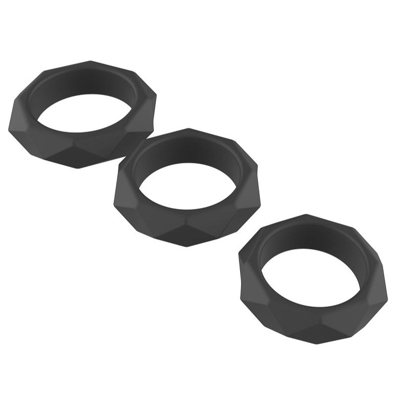 Hidden Desire Extreme Heavy Cock Ring Set 3 Pieces Black | Cock Ring Set | Hidden Desire | Bodyjoys