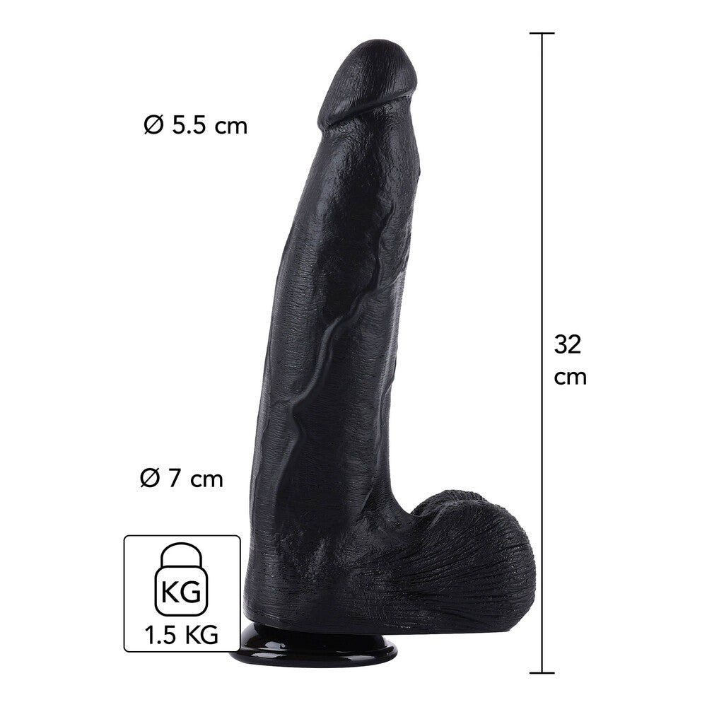 Hidden Desire Extreme 12.5 Inch XXL Dong With Balls Black | Realistic Dildo | Hidden Desire | Bodyjoys