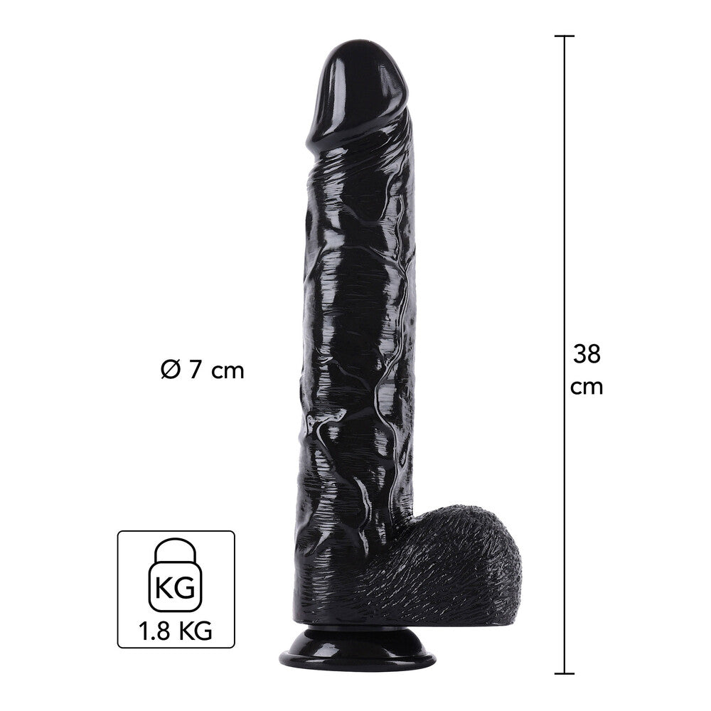 Hidden Desire Extreme 15 Inch XXXL Dong With Balls Black | Realistic Dildo | Hidden Desire | Bodyjoys