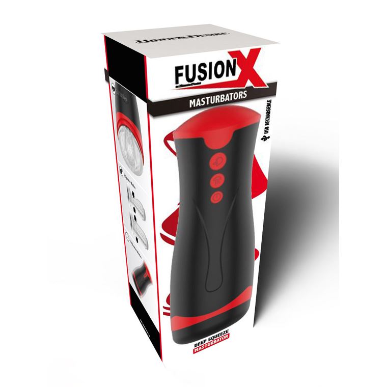 Hidden Desire Fusion X Deep Squeeze Masturbator Black | Male Vibrator | Hidden Desire | Bodyjoys