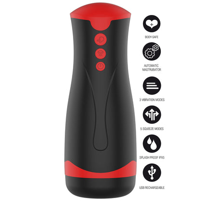 Hidden Desire Fusion X Deep Squeeze Masturbator Black | Male Vibrator | Hidden Desire | Bodyjoys