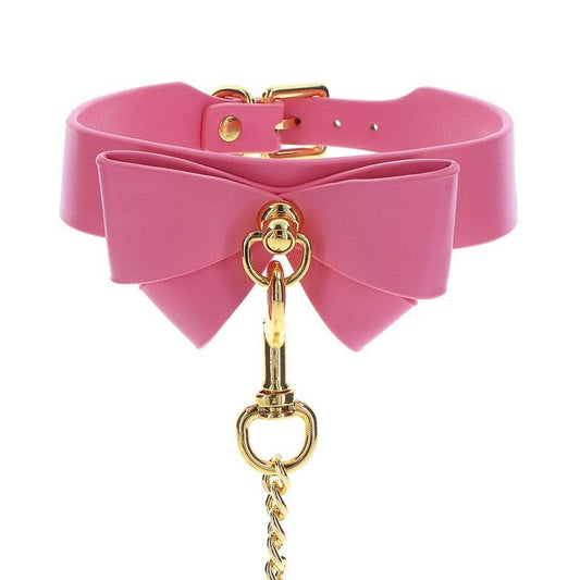 Taboom Malibu Bondage Bow Collar And Leash Pink | Bondage Collars & Leads | Taboom | Bodyjoys