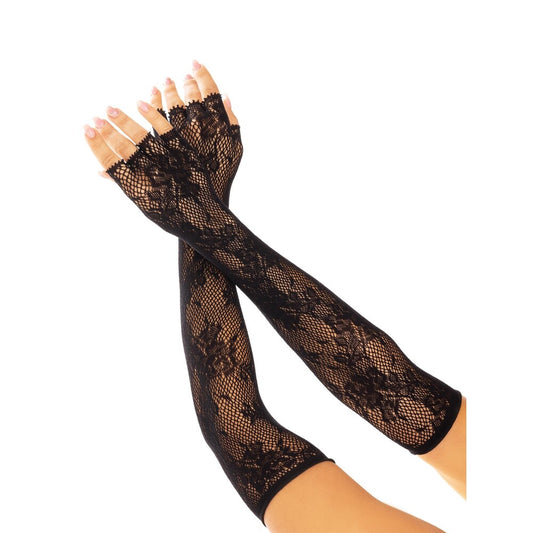 Leg Ave Fingerless Floral Net Gloves Black | Sexy Accessories | Leg Avenue Lingerie | Bodyjoys