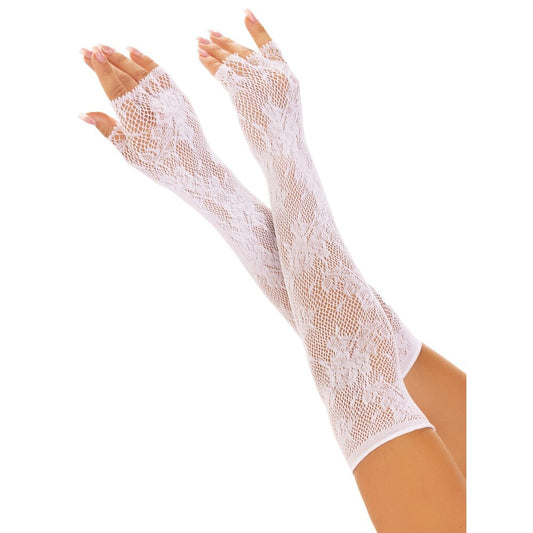Leg Ave Fingerless Floral Net Gloves White | Sexy Accessories | Leg Avenue Lingerie | Bodyjoys