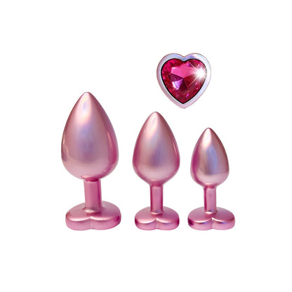 Gleaming Love Pearl Pink Metal Butt Plug Set 3 Pieces | Metal Butt Plug | Dream Toys | Bodyjoys