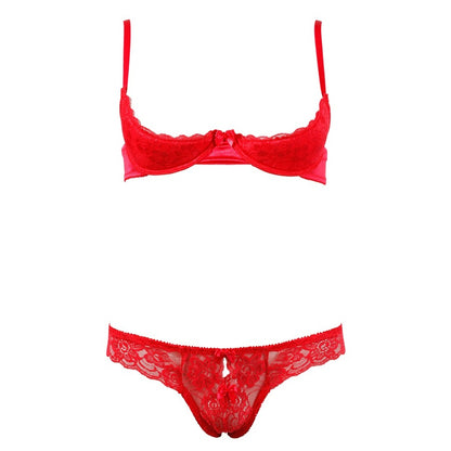 Cottelli Collection Red Lace Open Bra Set | Bras & Bra Sets | Cottelli Lingerie | Bodyjoys