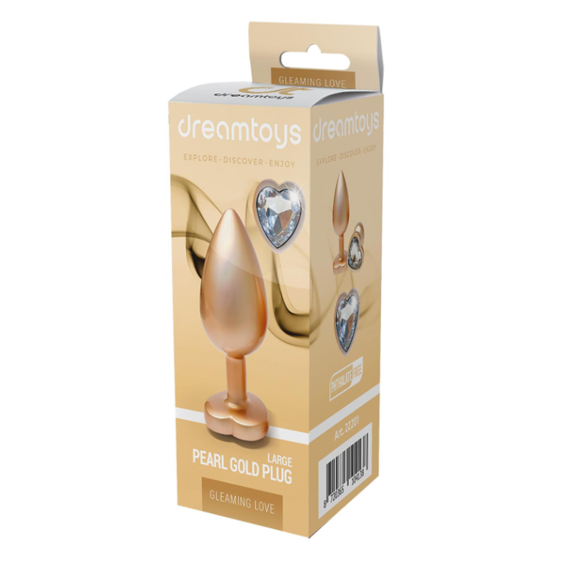 Gleaming Love Pearl Gold Metal Butt Plug Large | Metal Butt Plug | Dream Toys | Bodyjoys