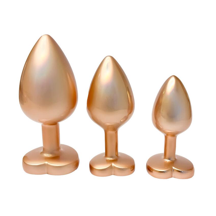 Gleaming Love Pearl Gold Metal Butt Plug Set 3 Pieces | Metal Butt Plug | Dream Toys | Bodyjoys