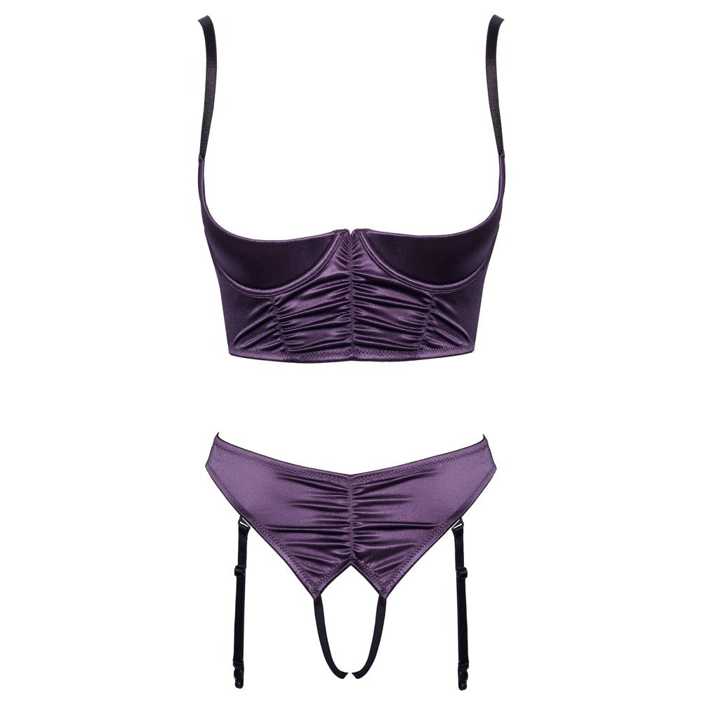 Cottelli Satin Quarter Cup Bra Set Purple | Bras & Bra Sets | Cottelli Lingerie | Bodyjoys