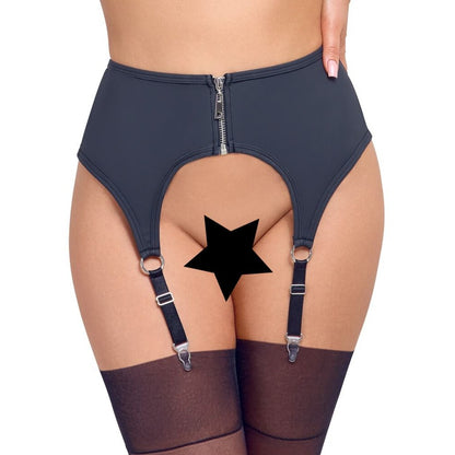 Cottelli Zip Suspender Belt Black | Suspender Belt | Cottelli Lingerie | Bodyjoys