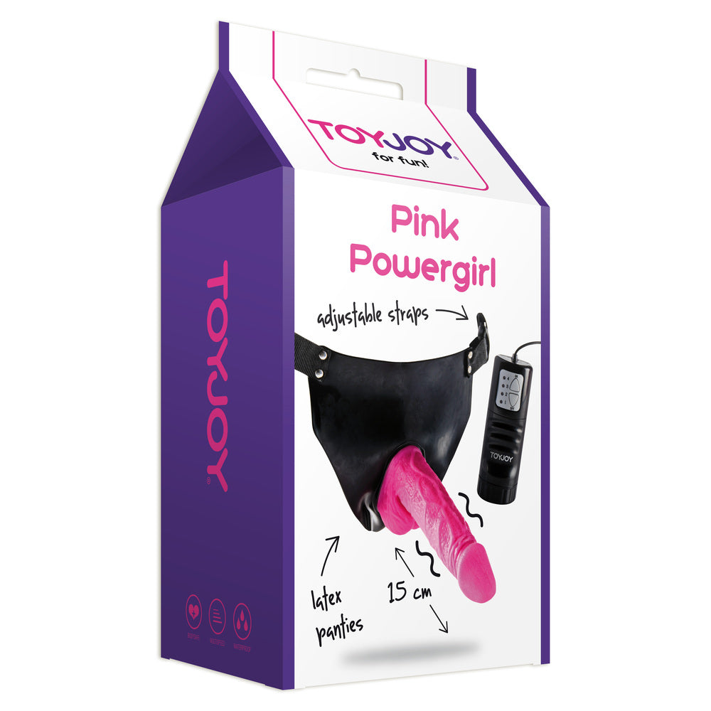 ToyJoy Pink Powergirl 6 Inch Vibrating Strap-On Dildo | Strap-On Set | ToyJoy | Bodyjoys