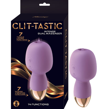 Clit-Tastic Intense Tongue Licking Dual Massager Purple | Clitoral Vibrator | Nasstoys | Bodyjoys