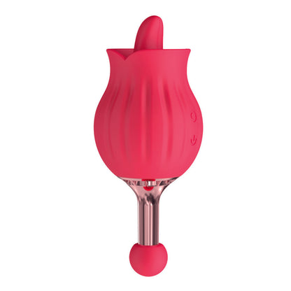 Clit-Tastic Rose Bud Tongue Licking Dual Massager Red | Clitoral Vibrator | Nasstoys | Bodyjoys