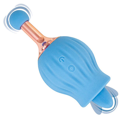 Clit-Tastic Rose Bud Tongue Licking Dual Massager Blue | Clitoral Vibrator | Nasstoys | Bodyjoys