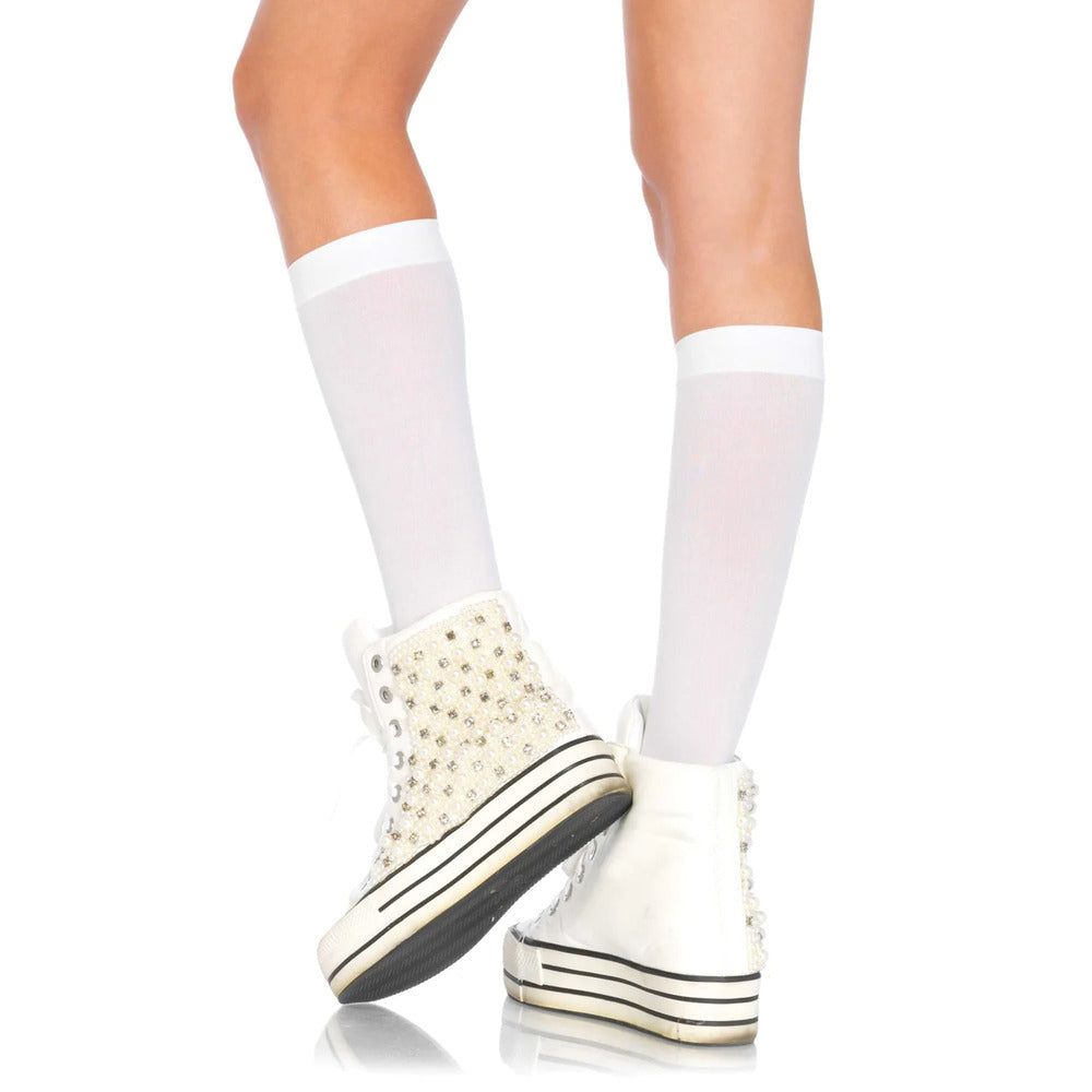 Leg Avenue Nylon Knee Highs White Size 6 To 12 | Sexy Costume | Leg Avenue Lingerie | Bodyjoys