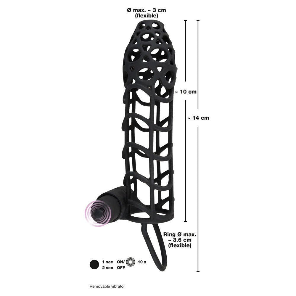 Black Velvets Soft Touch Penis Cage Sleeve And Vibe | Penis Sheath | You2Toys | Bodyjoys