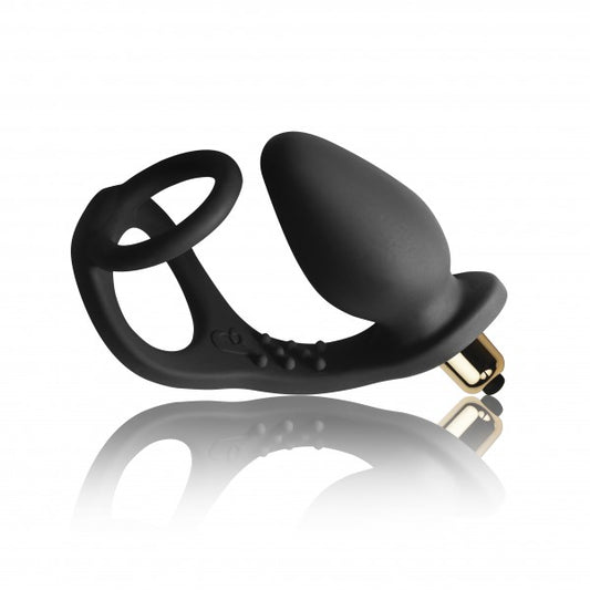 Rocks-Off 7-Speed RO-Zen Cock Ring And Anal Plug Black | Anal Cock Ring | Rocks-Off | Bodyjoys