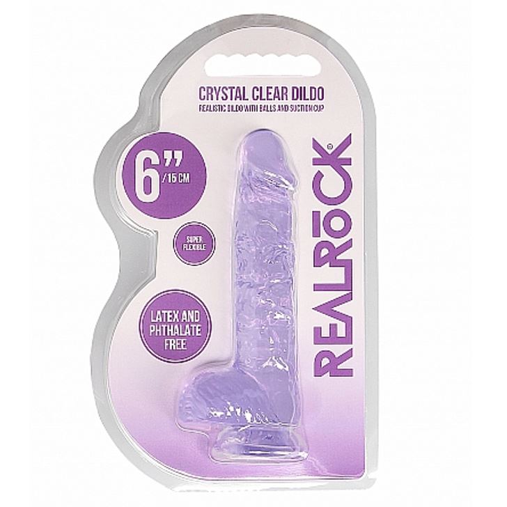 RealRock 6 Inch Realistic Crystal Clear Dildo Purple | Realistic Dildo | Shots Toys | Bodyjoys