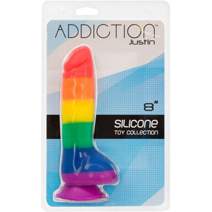 Addiction Justin 8 Inch Pride Rainbow Dildo With Balls | Large Dildo | BMS | Bodyjoys