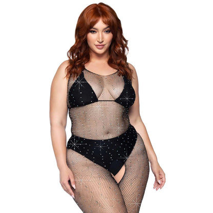 Leg Avenue Crystalized Net Bodystocking Plus Size 14 To 18 | Bodystockings | Leg Avenue Lingerie | Bodyjoys