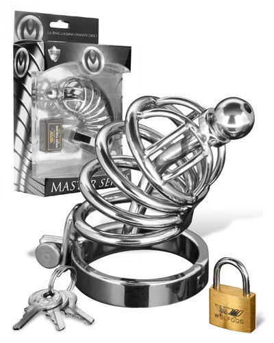 Master Series Asylum 6 Ring Locking Chastity Cage | Chastity Cage | Master Series | Bodyjoys