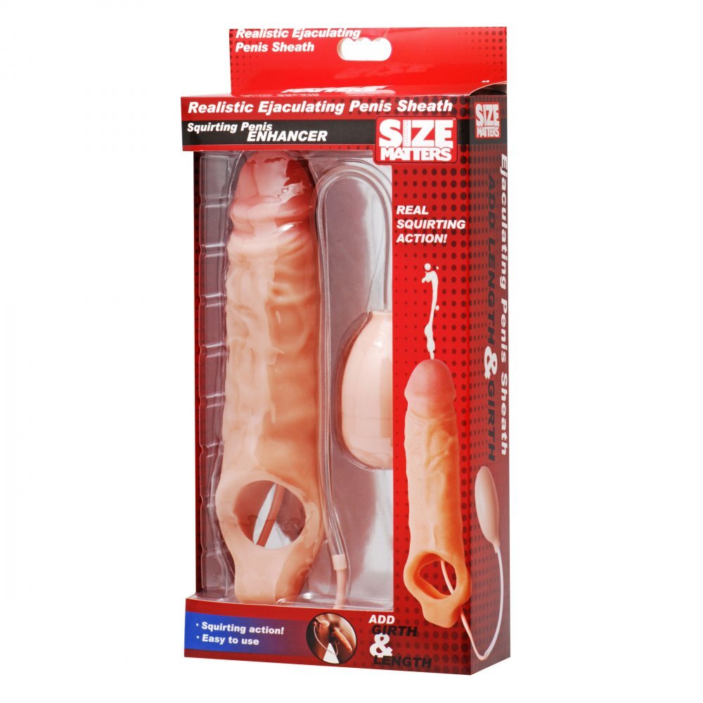 Size Matters Realistic Ejaculating Penis Sheath | Ejaculating Dildo | Size Matters | Bodyjoys