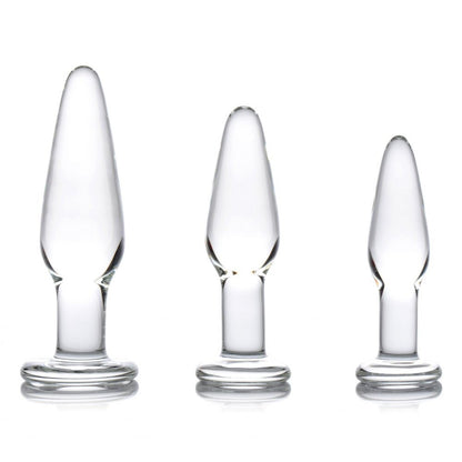 Prism Dosha Glass Anal Plug Kit 3 Pieces | Glass Butt Plug | XR Brands | Bodyjoys