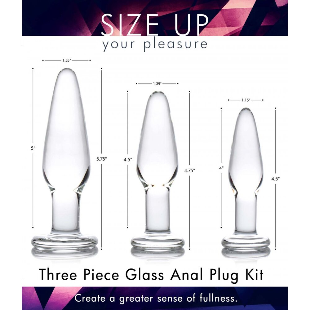 Prism Dosha Glass Anal Plug Kit 3 Pieces | Glass Butt Plug | XR Brands | Bodyjoys