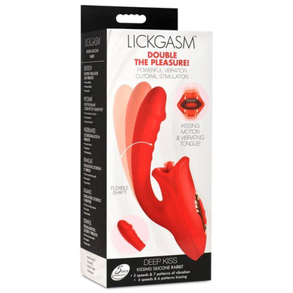 Lickgasm Deep Kiss Kissing Silicone Rabbit Vibrator Red | Rabbit Vibrator | XR Brands | Bodyjoys