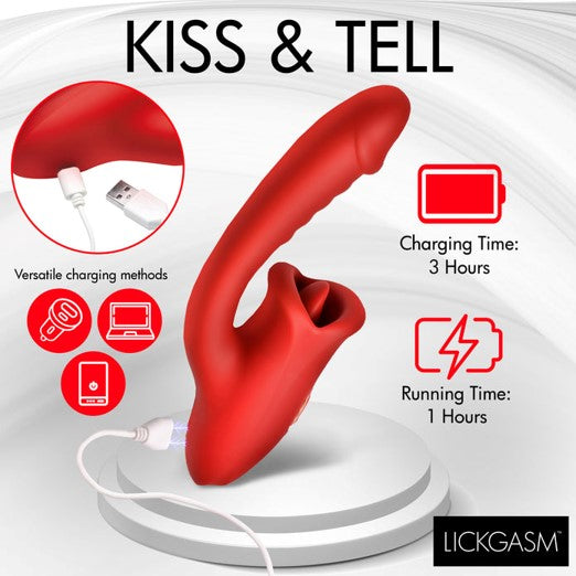 Lickgasm Deep Kiss Kissing Silicone Rabbit Vibrator Red | Rabbit Vibrator | XR Brands | Bodyjoys