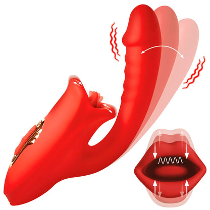 Lickgasm Deep Kiss Kissing Silicone Rabbit Vibrator Red | Rabbit Vibrator | XR Brands | Bodyjoys