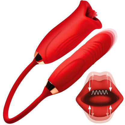 Lickgasm Magic Kiss Clit Stimulator With Thrusting Vibrator | Clitoral Vibrator | XR Brands | Bodyjoys