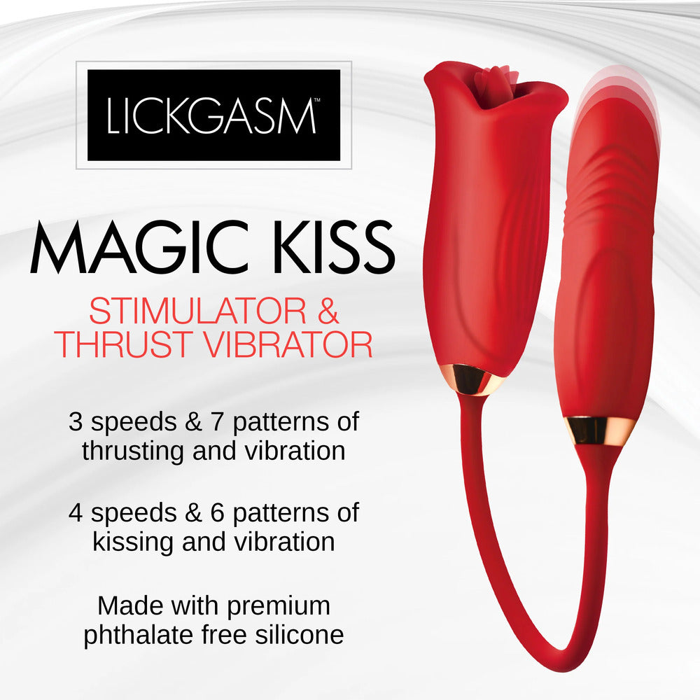 Lickgasm Magic Kiss Clit Stimulator With Thrusting Vibrator | Clitoral Vibrator | XR Brands | Bodyjoys