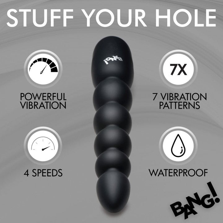 Bang! Digital Rechargeable Silicone Anal Beads Black | Anal Beads | XR Brands | Bodyjoys