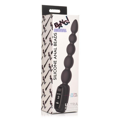 Bang! Digital Rechargeable Silicone Anal Beads Black | Anal Beads | XR Brands | Bodyjoys