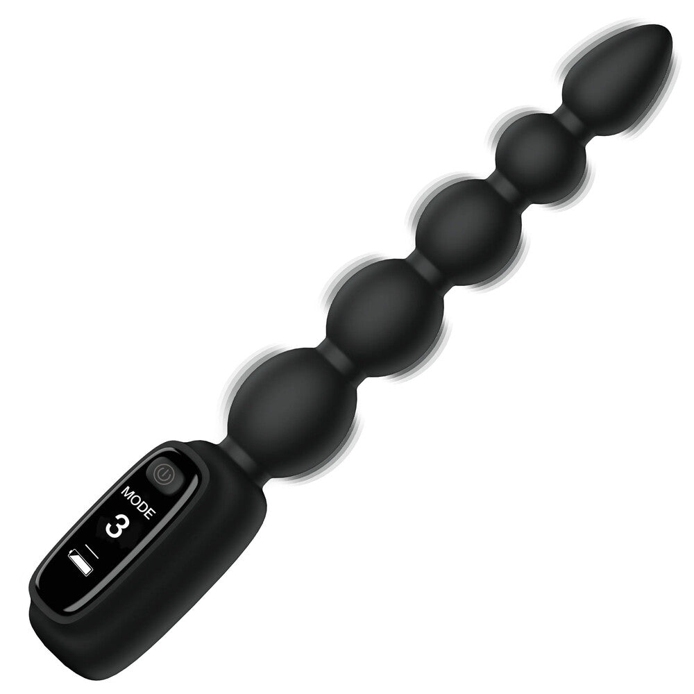 Bang! Digital Rechargeable Silicone Anal Beads Black | Anal Beads | XR Brands | Bodyjoys