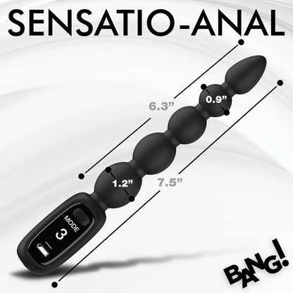 Bang! Digital Rechargeable Silicone Anal Beads Black | Anal Beads | XR Brands | Bodyjoys